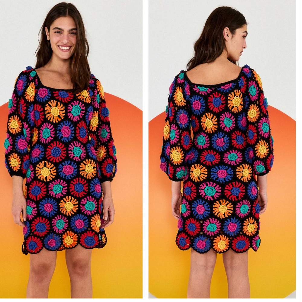NWT Farm Rio Crochet Flowers Dress Size XS